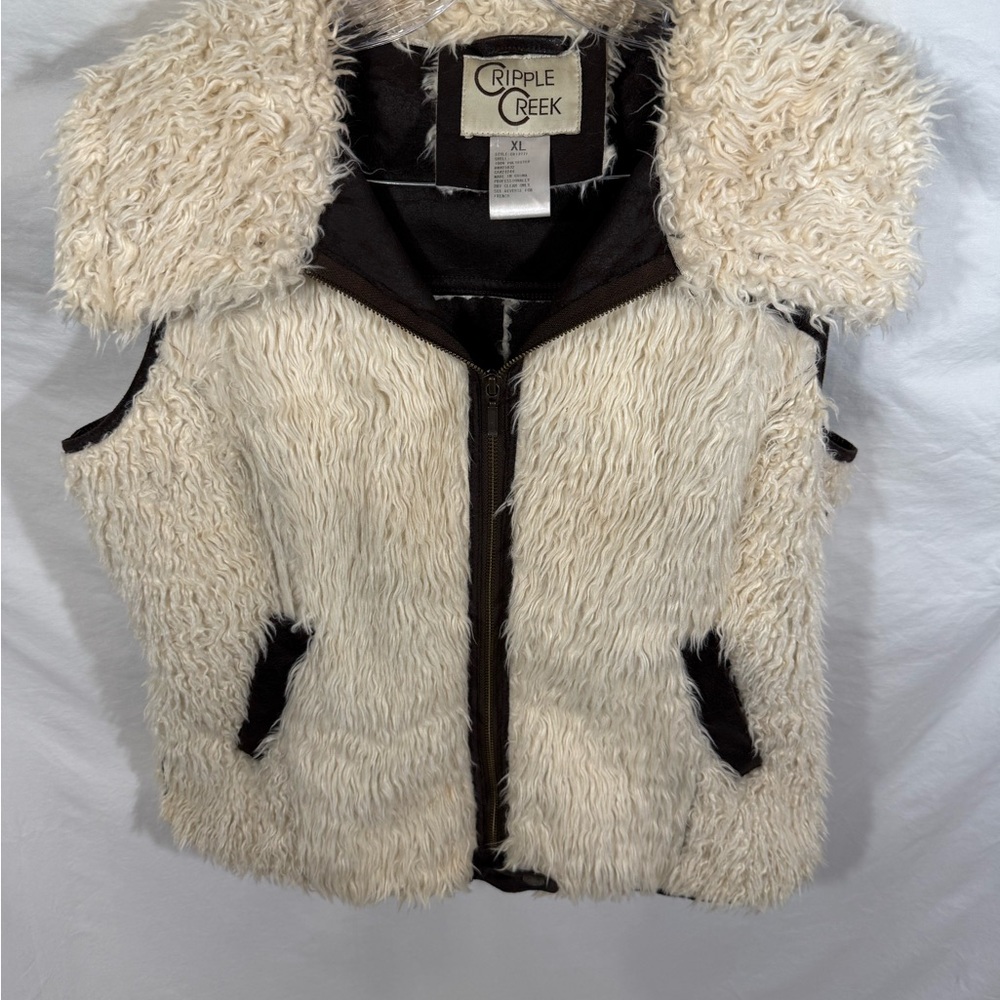 Women's Cream Furry Vest
